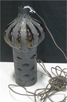 VNTG Amber Glass & Metal Mughal Form Pendant Lamp