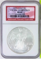 Coin 2006 Silver Eagle NGC MS69 .999 Silver