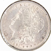 Coin 1891-CC  Morgan Silver Dollar AU Key!