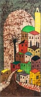 20th Century Israeli Artist Signed Painted Fabric
