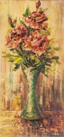 IMELDA FORTIN High Relief Oil on Board Flowers