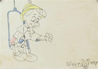 WALT DISNEY US 1901-1966 Crayon on Paper Pinocchio