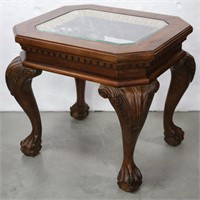 Ornate Claw Foot & Beveled Glass End Table