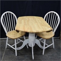 Maple Drop-Leaf Pedestal Dinette Table & 2-Chairs