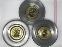 3 copper and brass plates