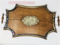 oak and silver tray