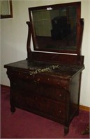 Antique Solid Oak Mirrored Dresser