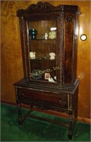 Antique Solid Wood Glass Door Curio Cabinet