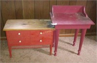 Pair Of Solid Wood End Tables/ 1 W/ Storage