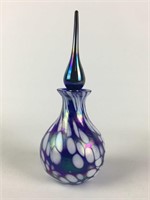 Art Glass Iridescent Perfume Bottle W/Stoppers