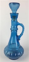 Mid Century Modern Blue Glass Liquor Decanter