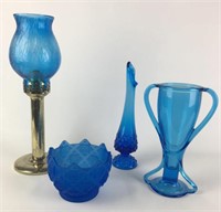 Vintage Blue Glassware (4) Fenton