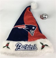 NE Patriots Santa Hat & Miniature Football Helmet