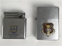 Vintage Military Engraved / Emblem Lighters (2)