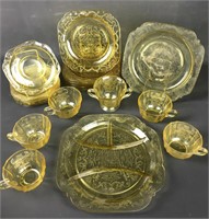 Vintage Yellow Depression Glassware Set