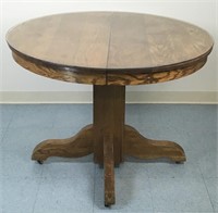 Antique 42" Round Oak Table w/ Empire Feet