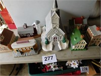 Ceramic hand painted town, including churches