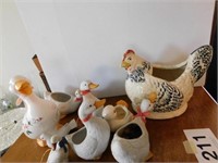 Hen planter - collection of ceramic geese