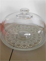 Lovely glass cake plate with dome