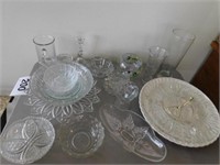 Various glass serving pieces - vases, etc.