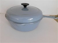 Cousances blue, cast iron deep skillet with lid