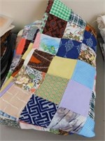 Handmade polyester block quilt, 92" x 72"