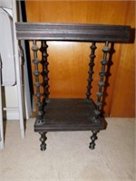 Antique table with spool legs, 25 1/2" tall x