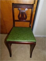 Wooden lyre back chair, has some wear