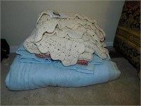 Cream colored knitted afghan - electric blanket -