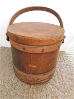 Wooden sugar bucket  with wooden swinging handle