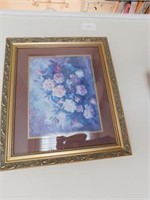 Beautifully framed and matted picture of roses,