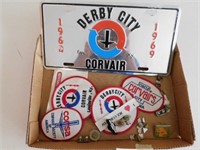 Chevy and Corvair pins and patches - Derby City