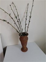 Ceramic brown vase with pussywillows