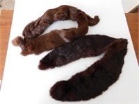 Two dark brown mink fur collars