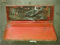 Vintage Metal Tool Box With Wrenches