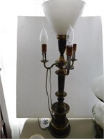 Heavy metal 4 bulb table lamp, 30" tall