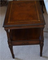 Set of Mahogany Leather Top Side Tables