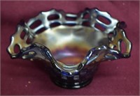 Small Carnival Glass Basket Weave Candy Dish