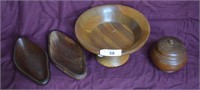 4 Wooden Display Bowls