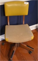 Vintage Ca. 1970's Wood and Naugahyde Desk chair