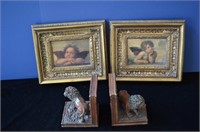 Angel Prints in frames (2) & set of Tiger Bookends