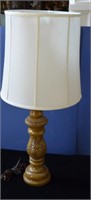 Vintage Carved Lamp with Lampshade