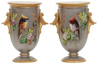 Pr. Porcelain Platinum Background Vases