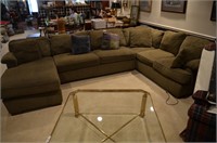 Large Beige Sectional Pullout Sofa