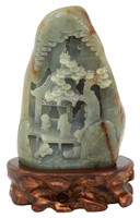 Lg. Carved Green Jade Boulder