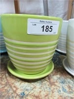 Pair 6"  Pro Yard Décor Ceramic Pot & Saucers -