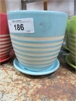Pair O6" Pro Yard Décor Ceramic Pot & Saucers -