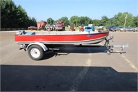 14' Aluminum fishing boat, trailer & motor