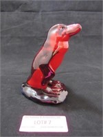 Royal Doulton Flambe Red and Black Penguin On Rock