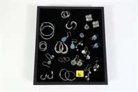 Lot, sterling silver earrings, 17 pair